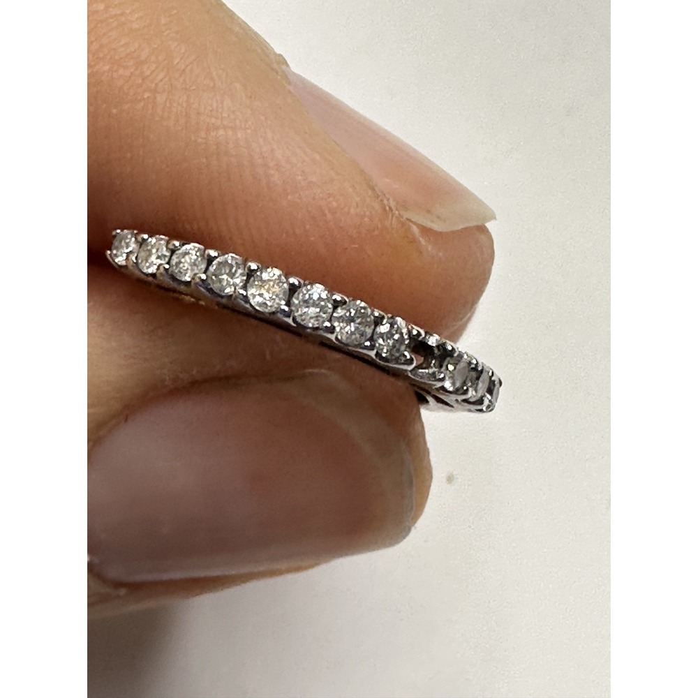 10k MSI Gold Hoop Diamonds Earring SINGLE ONLY ONE Hinged Post *Missing 1 Stone - Picture 3 of 15